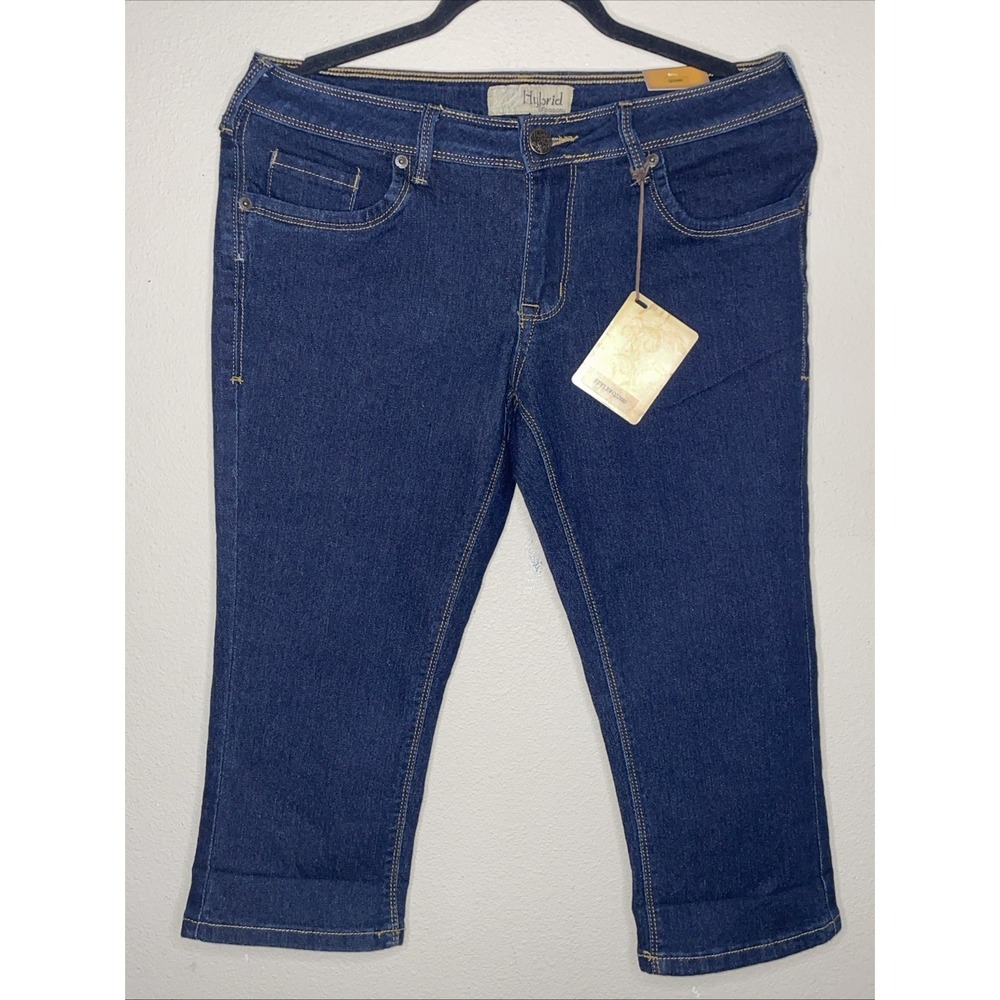 Hybrid & Company NWT Women's Indigo Stretch Capri Jeans Size 9 Mid Rise - Picture 2 of 9